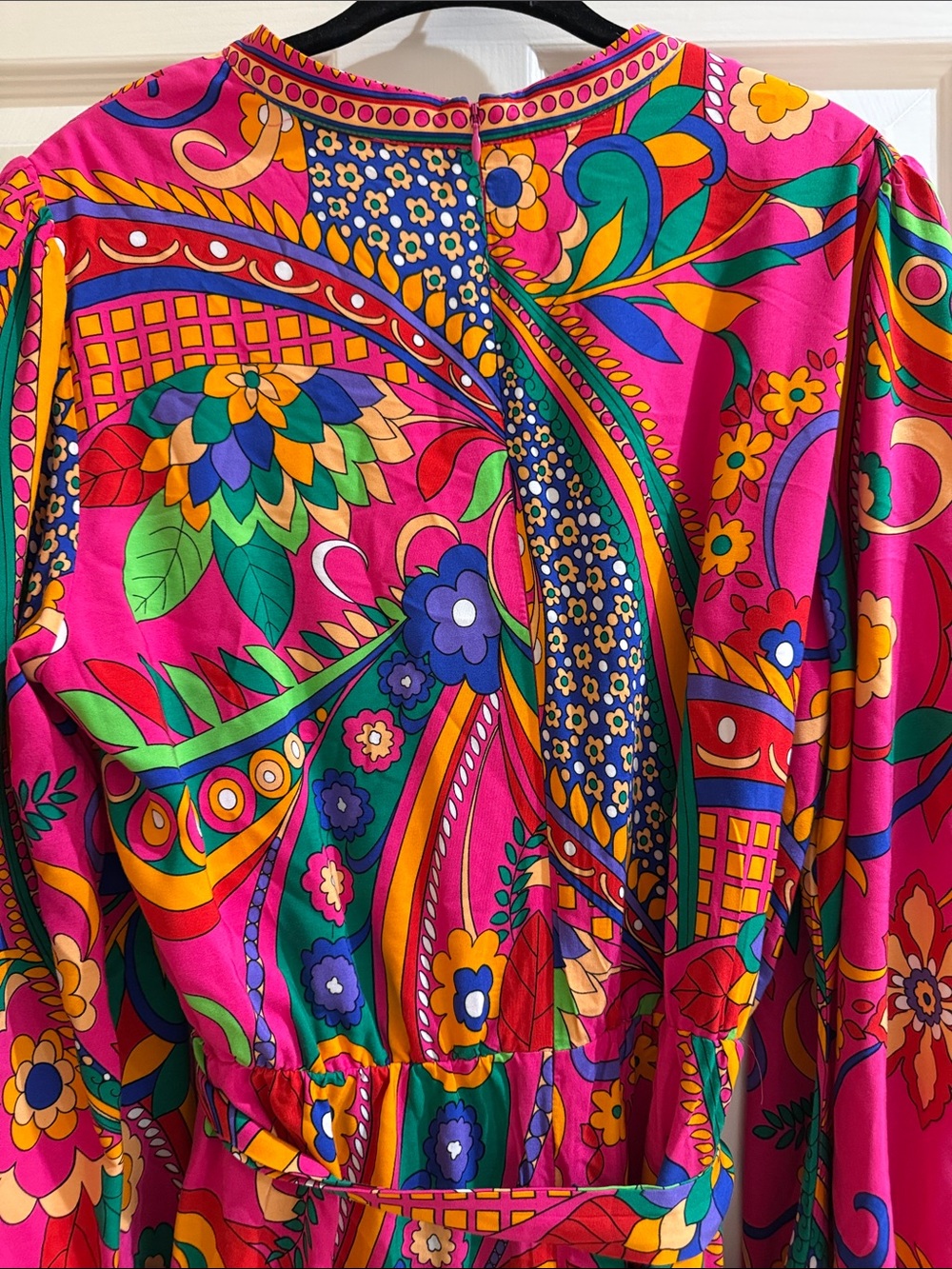 Adrianna Papell Pink Multicolor Floral Print Long Sleeve Wrap Dress - Picture 4 of 4